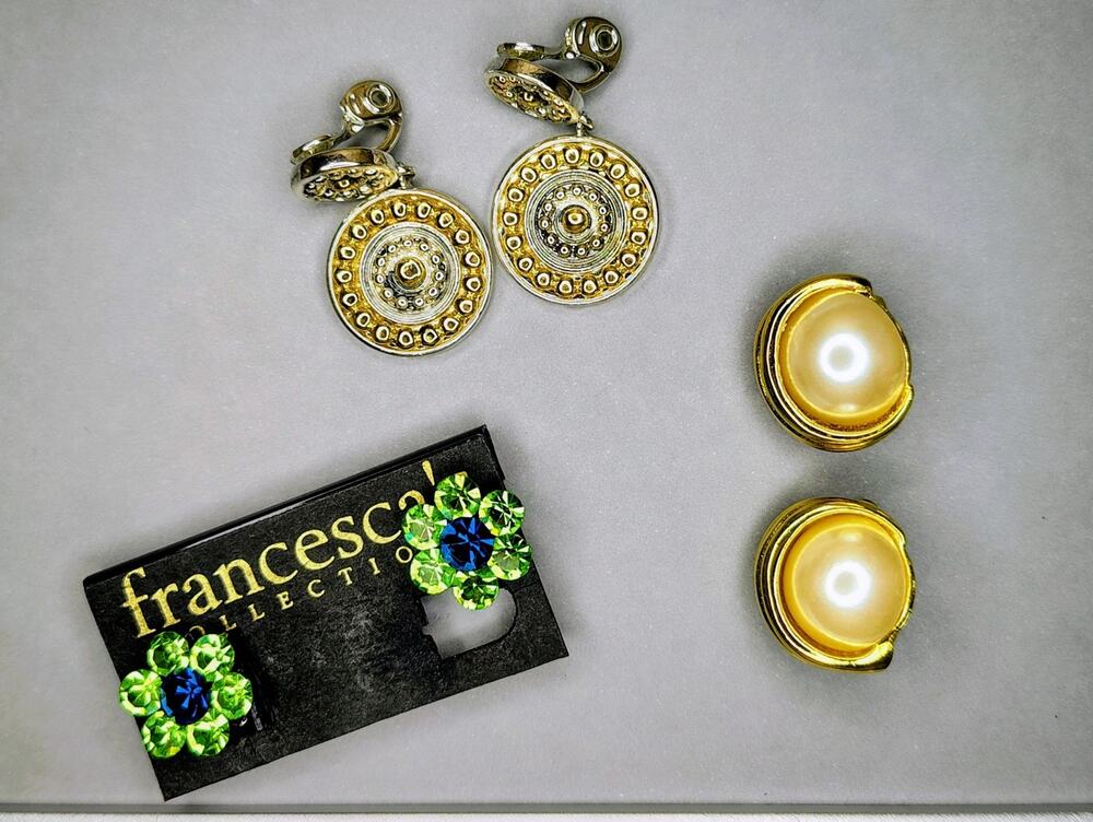 THREE PAIRS OF GORGEOUS CLASSIC CLIP-ON EARRINGS